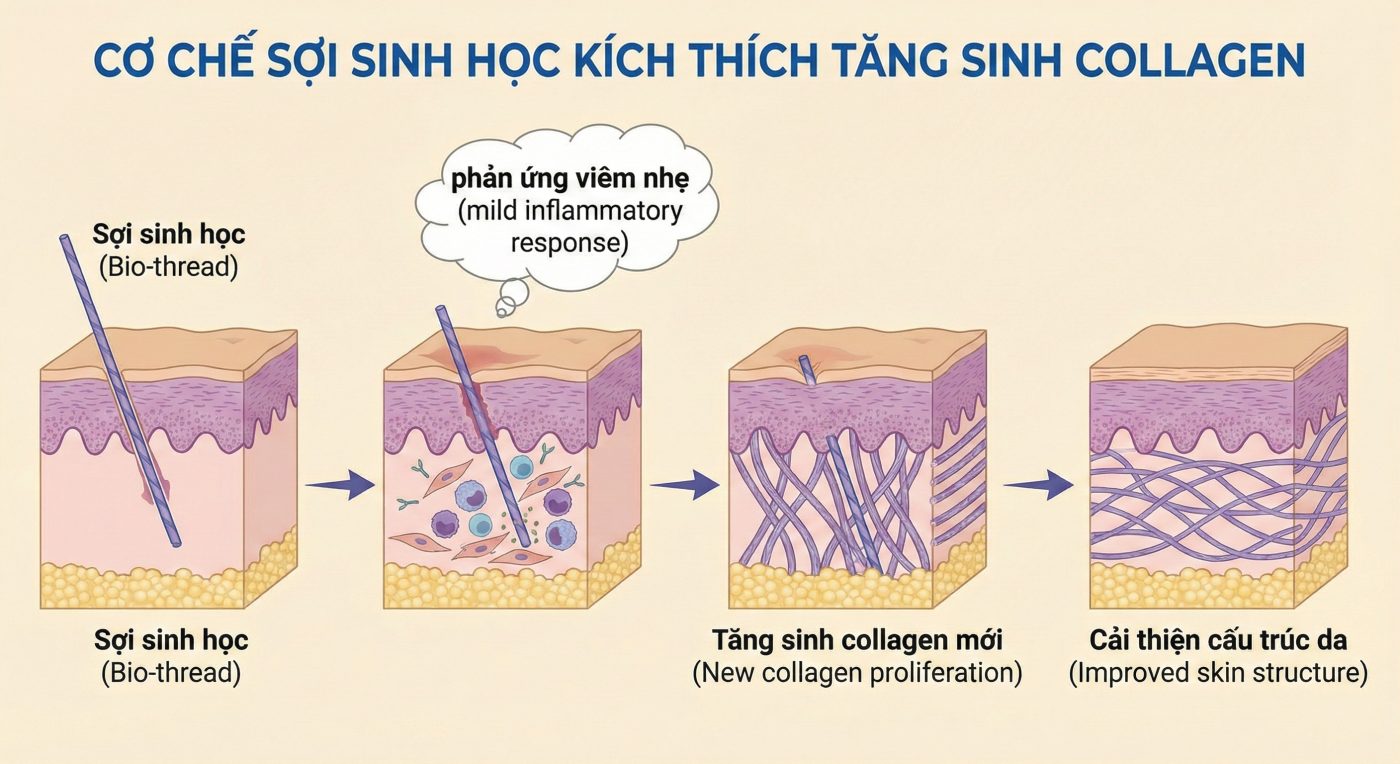 Cách sợi sinh học kích thích tăng sinh collagen