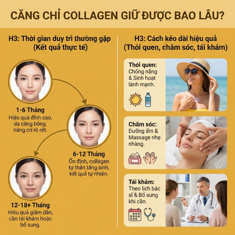 Căng chỉ collagen giữ được bao lâu