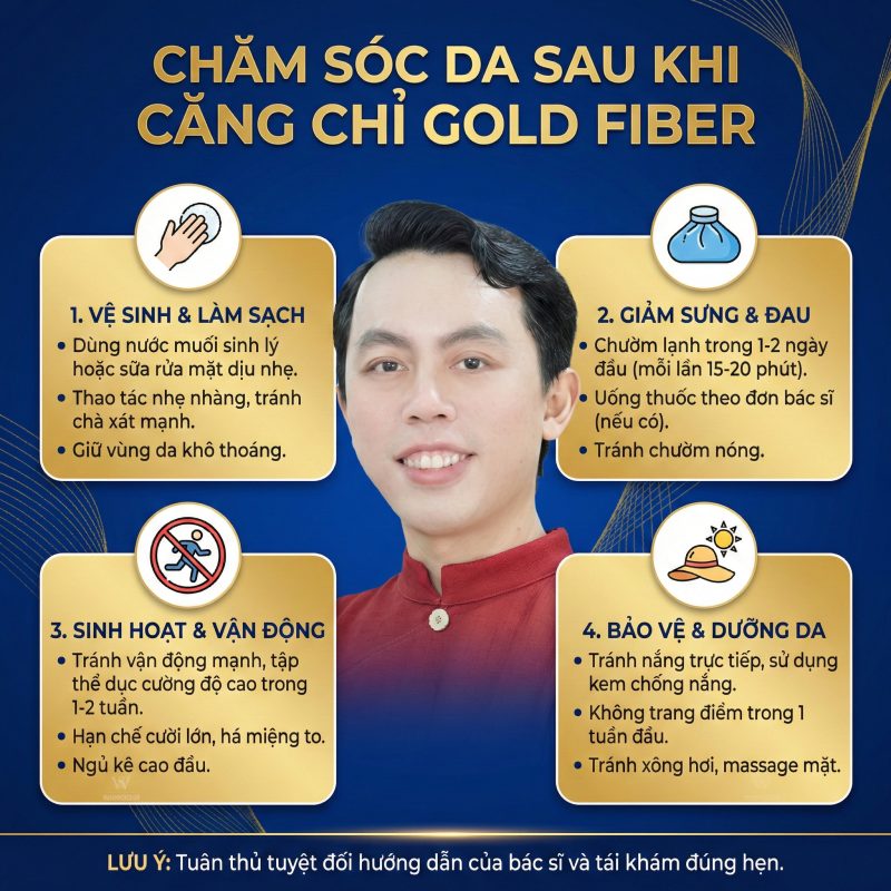 Căng Chỉ Collagen Gold Fiber - Giải Mã Công Nghệ "Chỉ Lai Vàng" Chăm sóc da sau khi căng chỉ collagen gold fiber