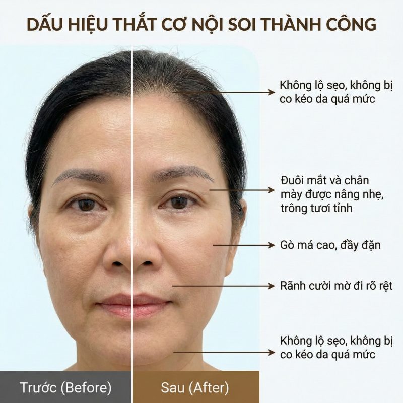 Dấu hiệu thắt cơ nội soi trẻ hóa gương mặt thành công