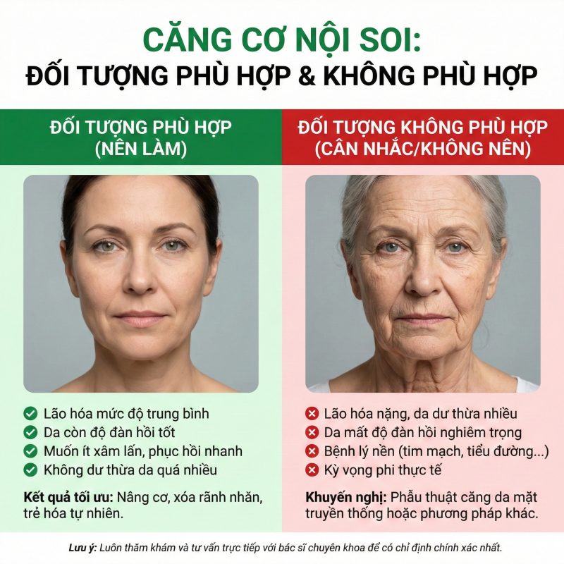 Đối tượng phù hợp với căng cơ nội soi