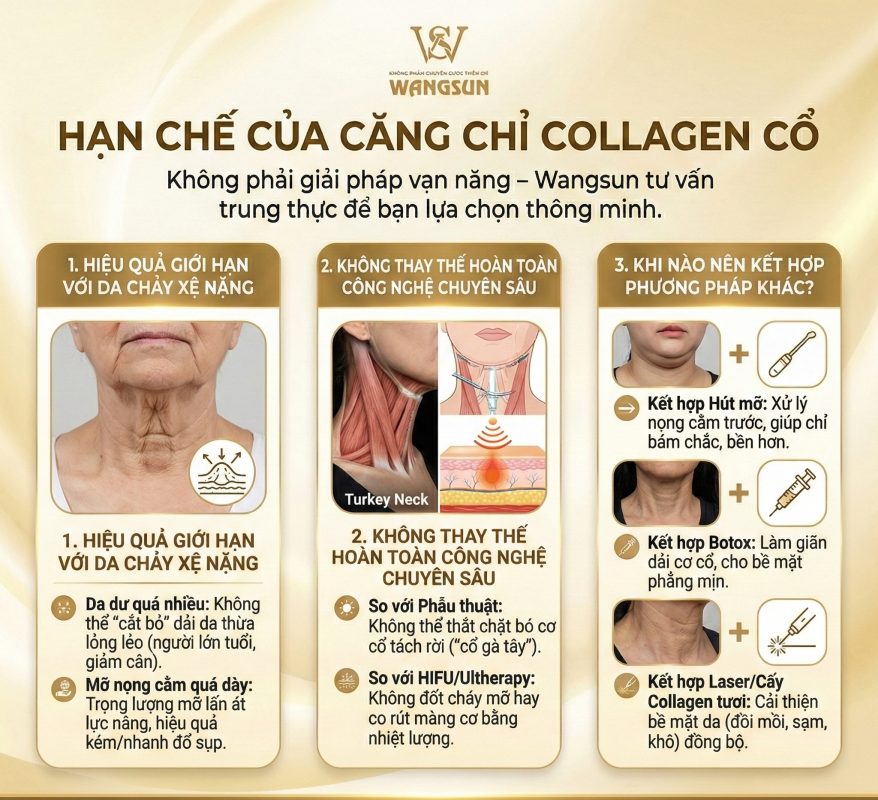 Hạn chế của căng chỉ collagen vùng cổ