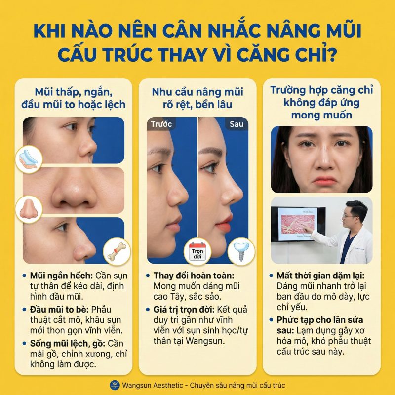 Khi nào nên căng nhắc nâng mũi cấu trúc thay vì căng chỉ