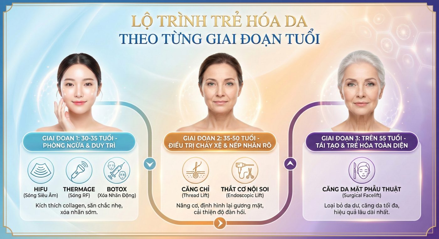 Lộ trình trẻ hóa da theo từng giai đoạn tuổi