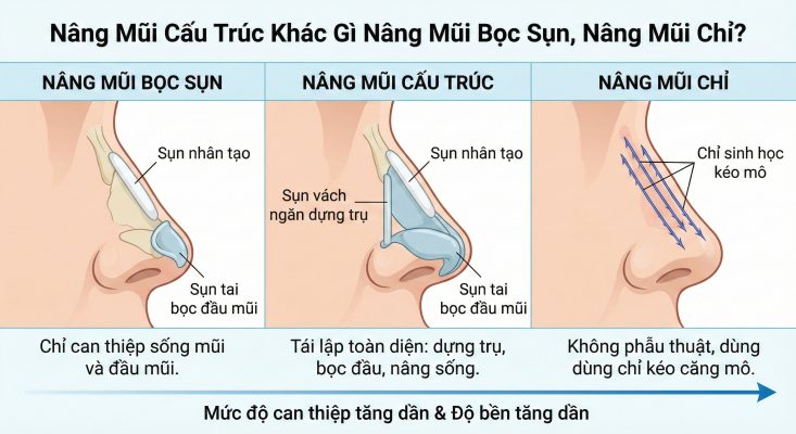 Nâng Mũi Cấu Trúc Có Vĩnh Viễn Không? Giải Đáp Từ Bác Sĩ Nâng mũi cấu trúc khác gì nâng mũi bõ sụn và nâng mũi chỉ