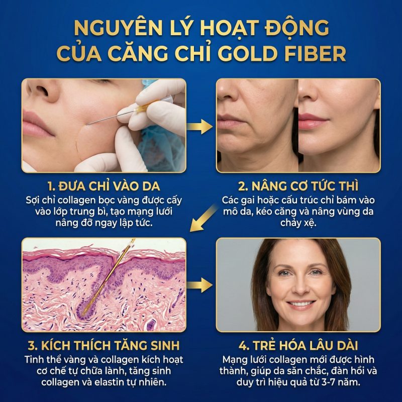 Căng Chỉ Collagen Gold Fiber - Giải Mã Công Nghệ "Chỉ Lai Vàng" Nguyên lý hoạt động của căng chỉ collagen gold fiber