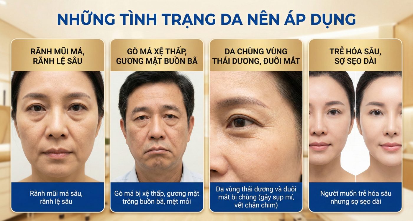 Những tình trạng da nên áp dụng thắt cơ nội soi trẻ hóa da mặt