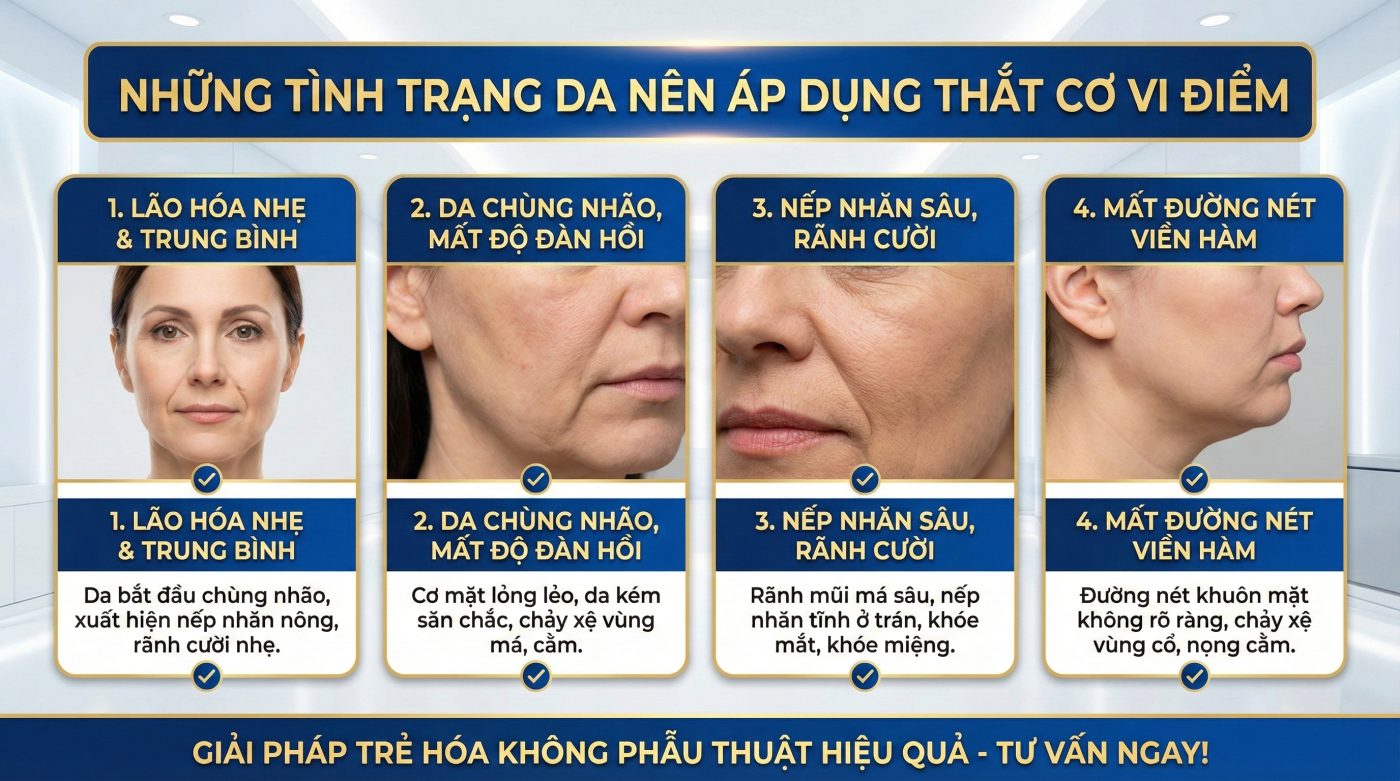 Những tình trạng da nên áp dụng thắt cơ vi điểm