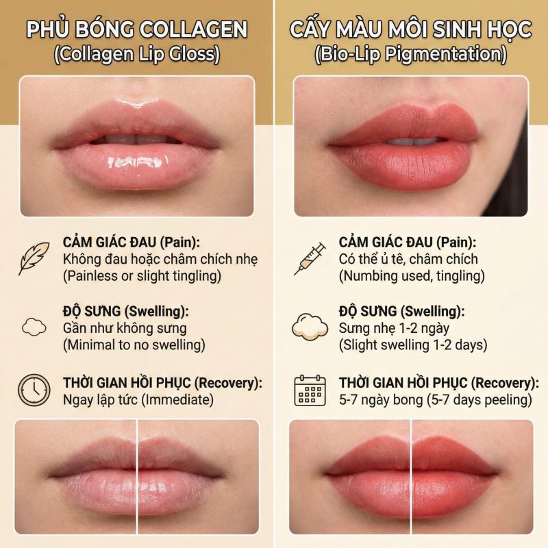 So sánh cảm giác đau, sưng và thời gian hồi phục