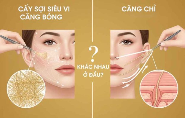 Cấy sợi siêu vi căng bóng da mặt là gì? Giải pháp giúp da mịn màng, săn chắc tự nhiên so sánh cấy sợi siêu vi và căng chỉ nâng cơ