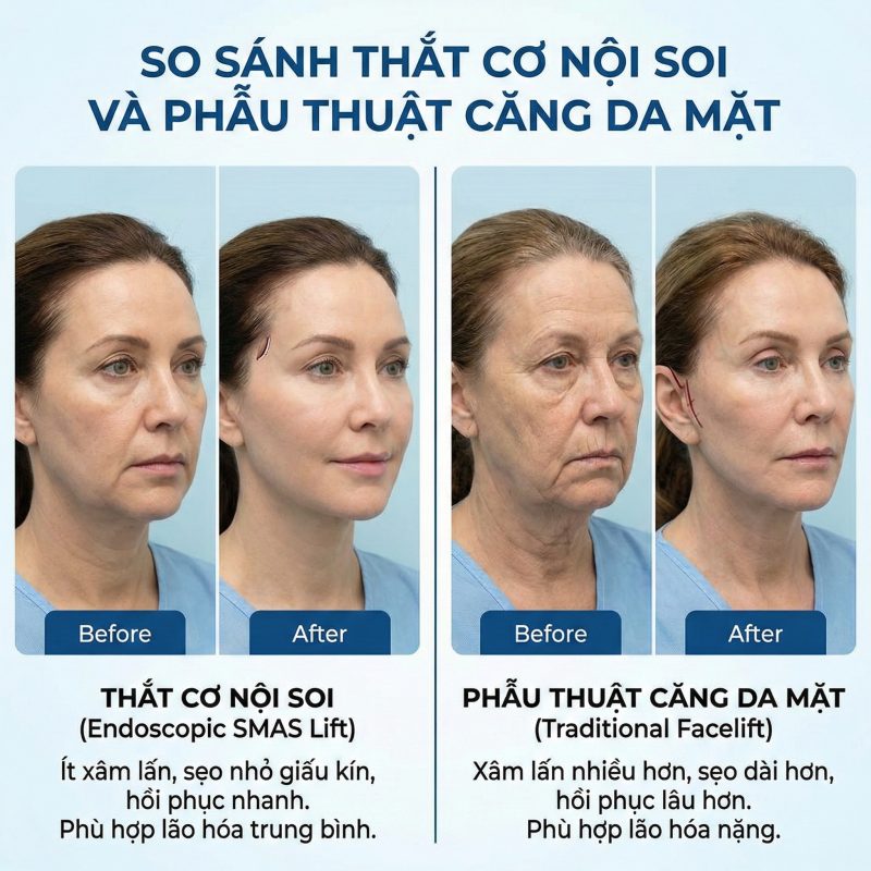 So sánh thắt cơ nội soi và phuẫt thuật căng da