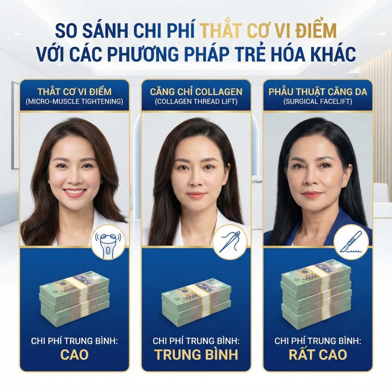 So sánh giá thăt cơ vi điểm với các phương pháp trẻ hóa da khác