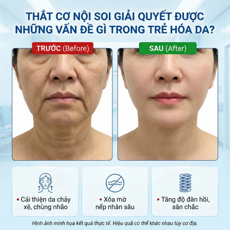 Thắt cơ nội soi giải quyết được những vấn đề gì trong trẻ hóa da mặt 