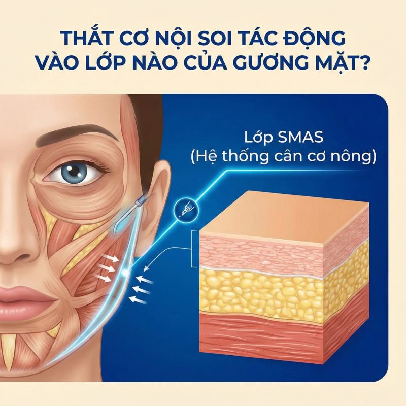 Thắt cơ nội soi tác động lớp nào của gương mặt