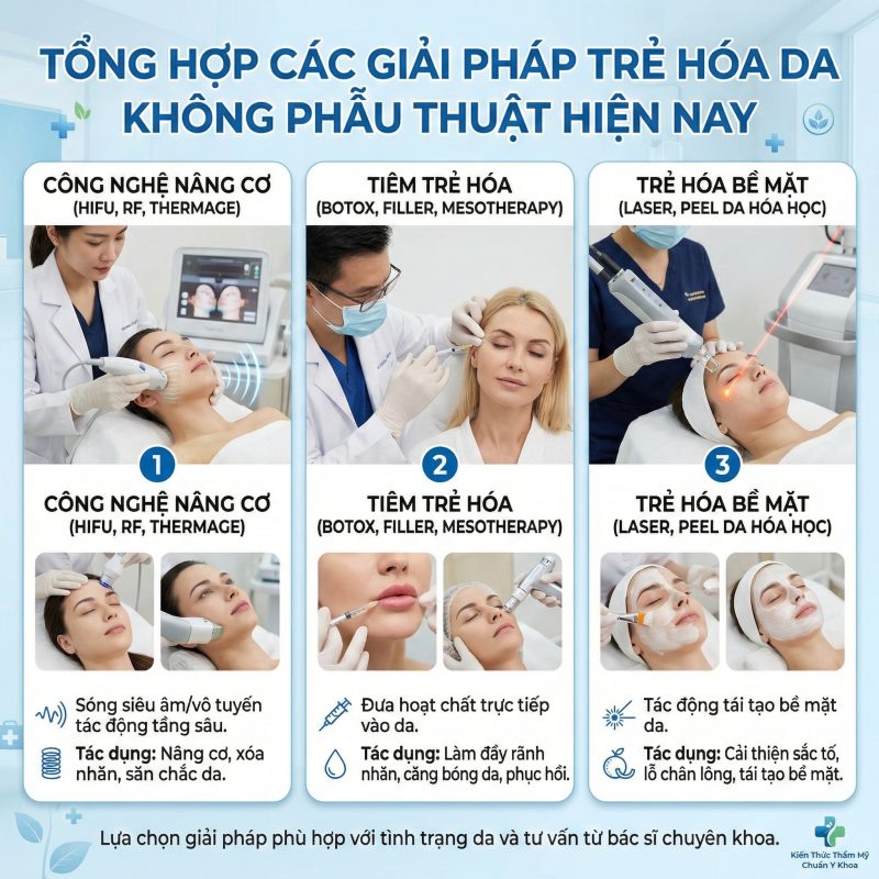 Tổng hợp các phương pháp trẻ hóa da không phẫu thuật hiện nay