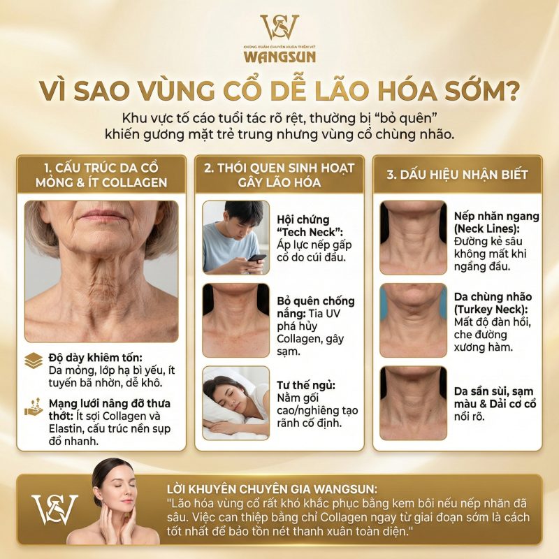 Vì sao vùng cổ dễ bị lão hóa sớm