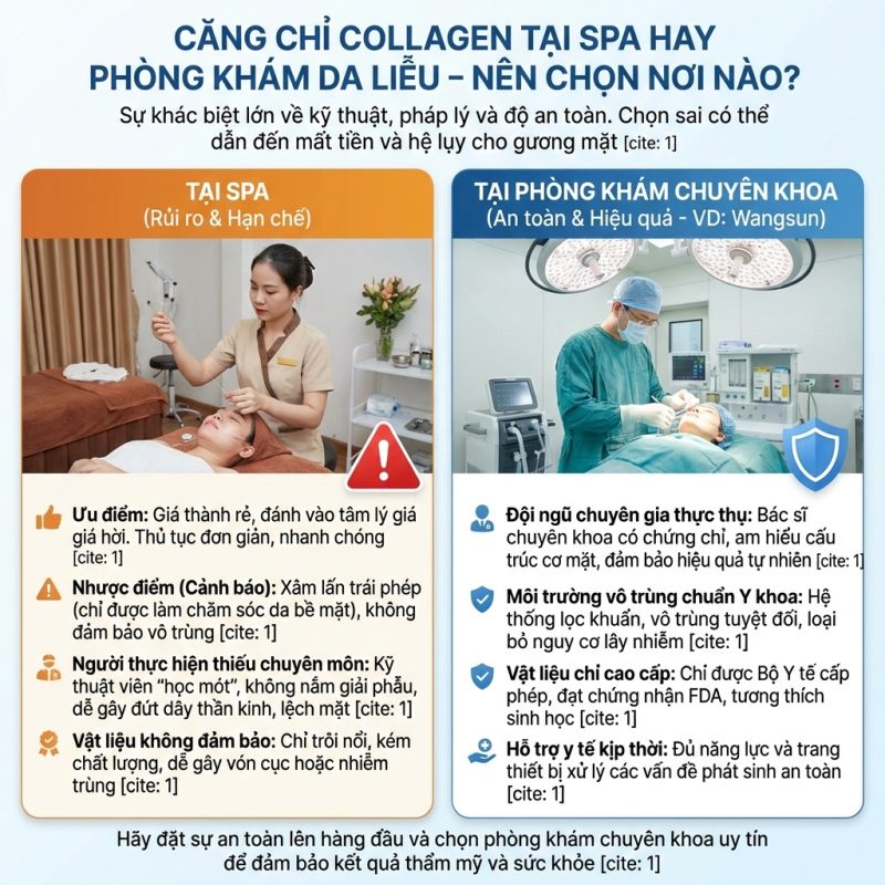 Căng chỉ collagen ở đâu tốt? Tiêu chí chọn địa chỉ uy tín Căng chỉ collagen spa hay phòng khám nên chọn cái nào