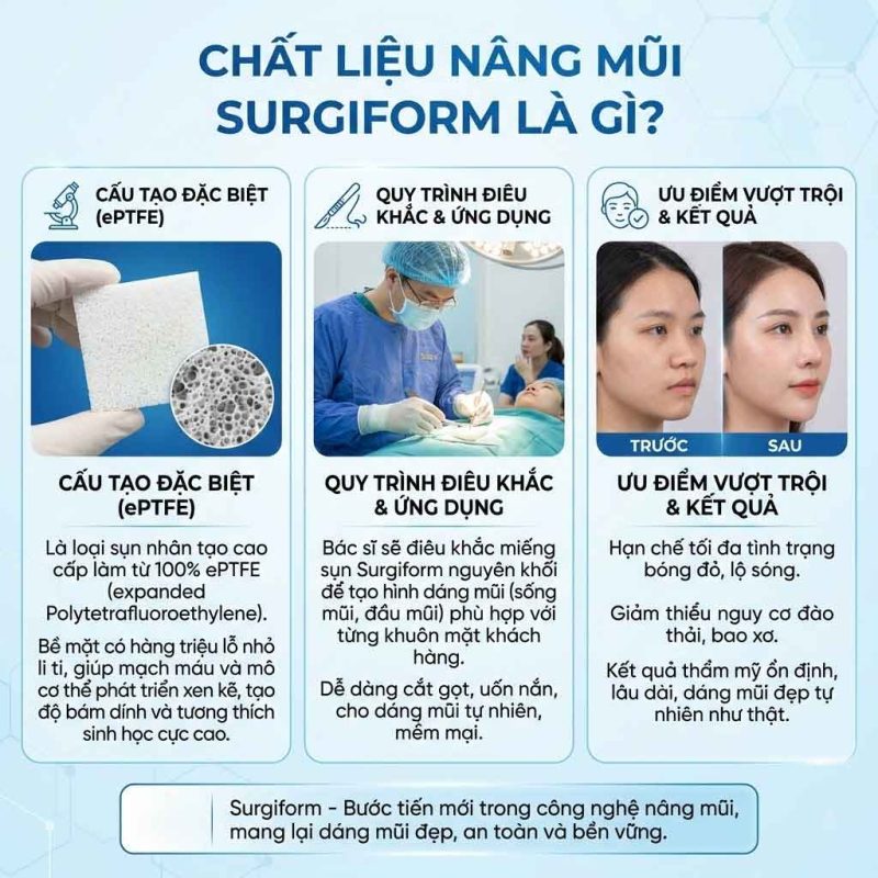 Chất liệu nâng mũi Surgiform là gì? Có an toàn không? Chất liệu nâng mũi surgiform là gì