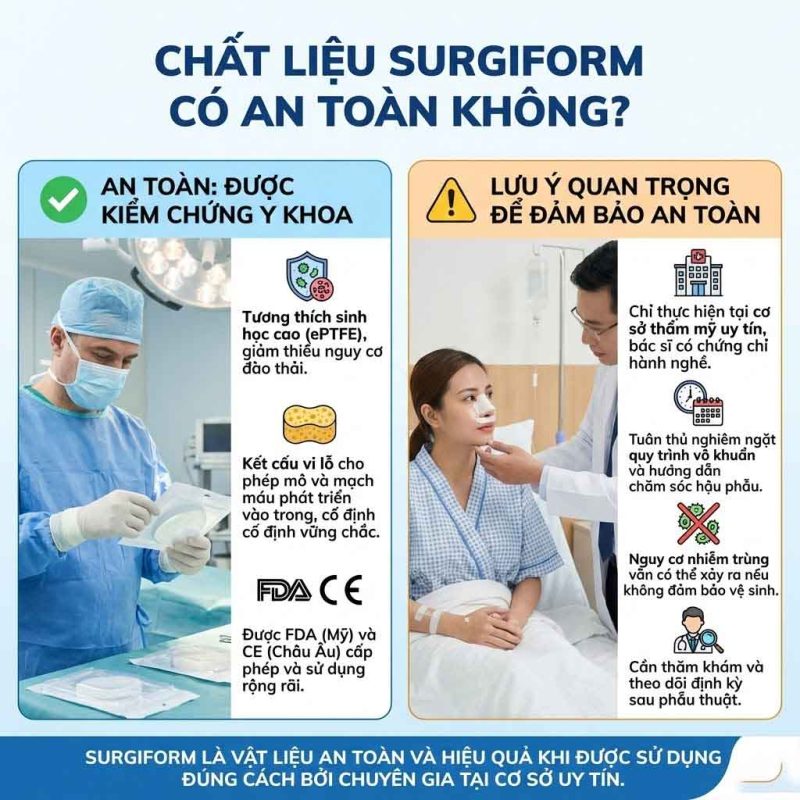 Chất liệu nâng mũi Surgiform là gì? Có an toàn không? Chất liệu surgiform có an toàn không
