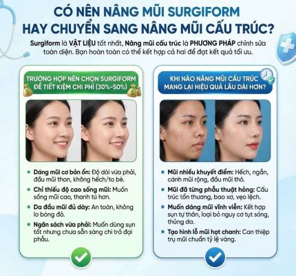 Có nên nâng mũi surgiform hay chuyển sang nâng mũi cấu trúc