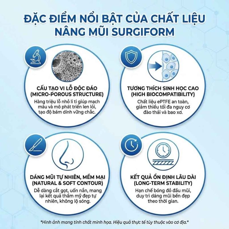 Chất liệu nâng mũi Surgiform là gì? Có an toàn không? Đặc điểm nổi bật chất liệu nâng mũi surgiform