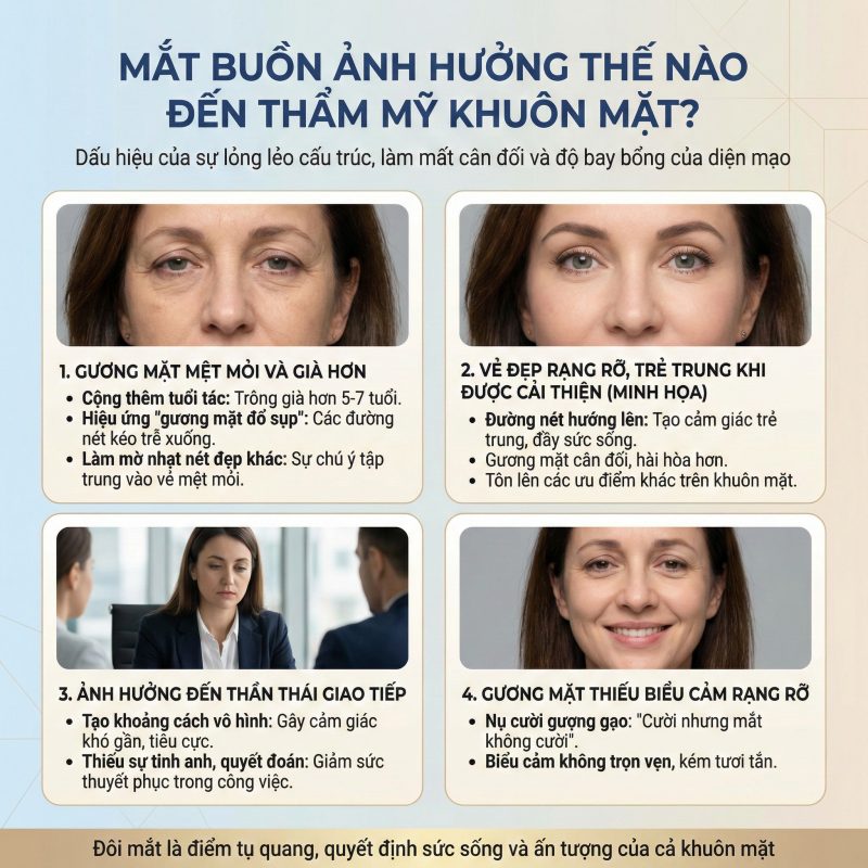 Mắt buồn ảnh hưởng đến thế nào thẩm mỹ gương mặt