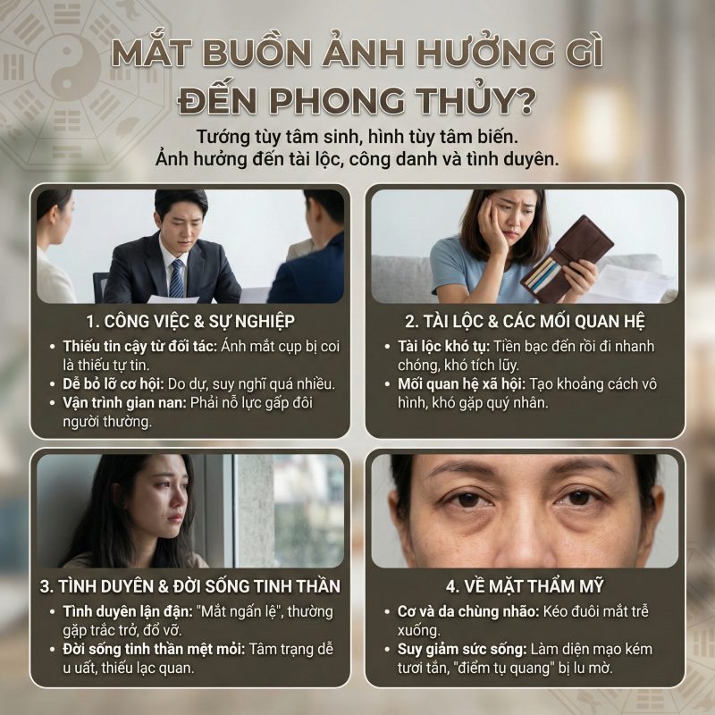 Mắt buồn ảnh hưởng gì đến phong thủy