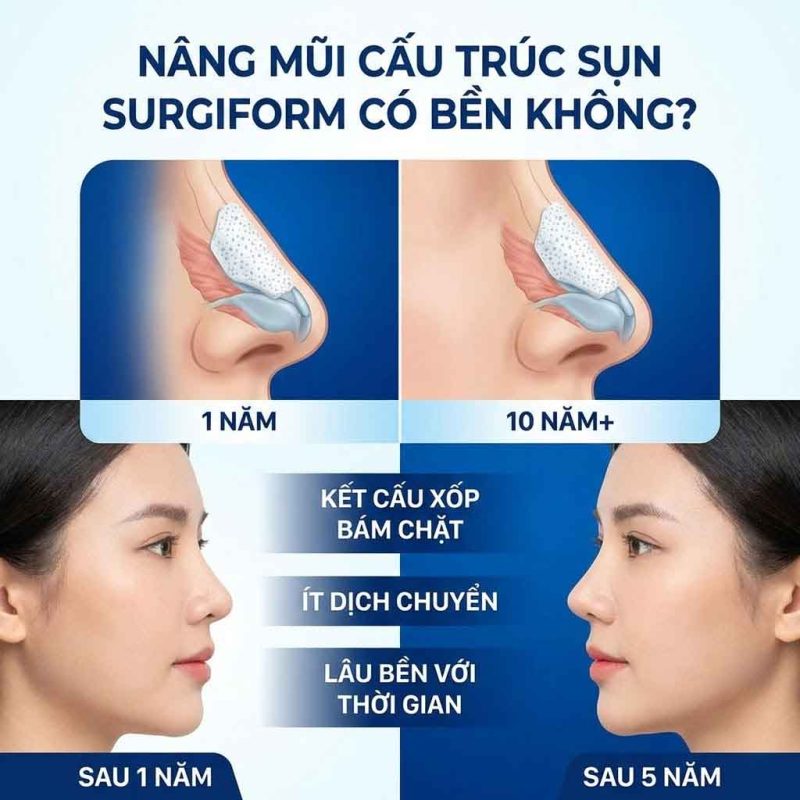 Nâng mũi cấu trúc sụn Surgiform là gì? Ưu điểm & độ bền Nâng mũi cấu trúc sụn Surgiform có bền không
