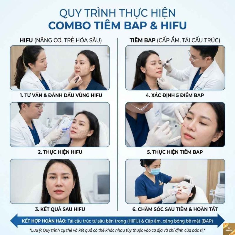 Quy trình thực hiện combo HIFU + Tiêm BAP