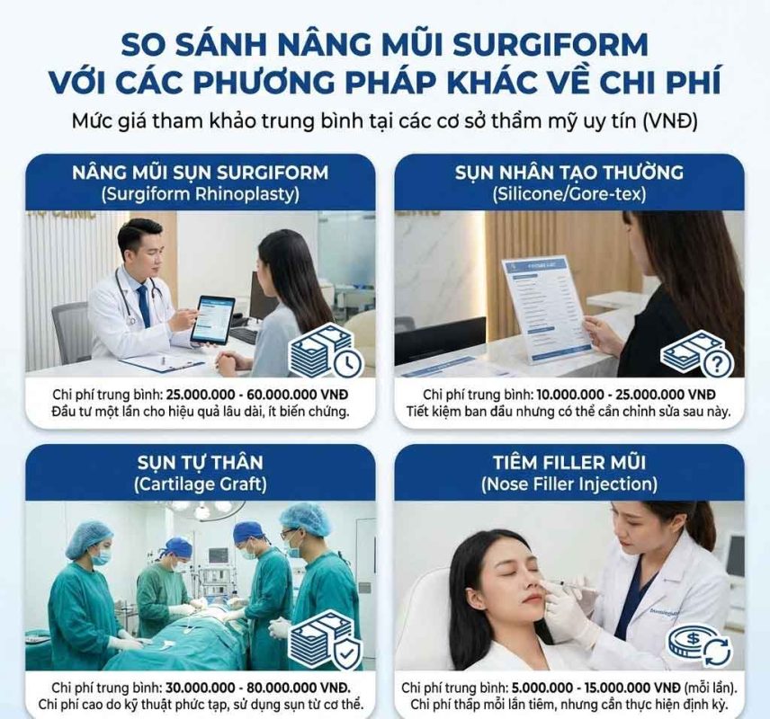Chất liệu nâng mũi Surgiform là gì? Có an toàn không? So sánh nâng mũi surgiform với các chất liệu khác