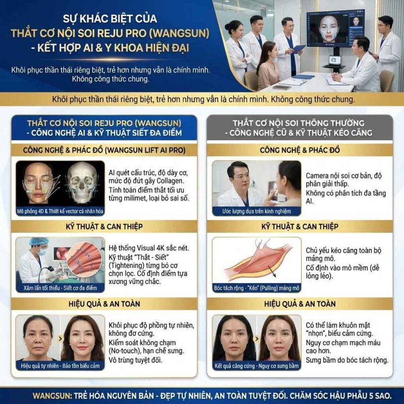 Thắt cơ nội soi Reju Pro là gì? Khác gì nâng cơ nội soi? Thăt cơ nội soi tại WangSun có gì khác biệt