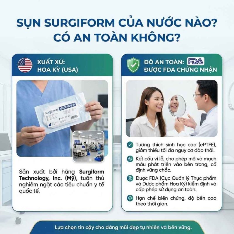 Nâng mũi cấu trúc sụn Surgiform là gì? Ưu điểm & độ bền Sụn Surgiform của nước nào