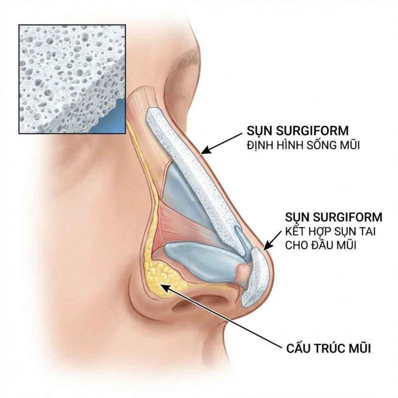 Nâng mũi cấu trúc sụn Surgiform là gì? Ưu điểm & độ bền Sụn surgiform được sử dụng như thế nào trong mũi cấu trúc
