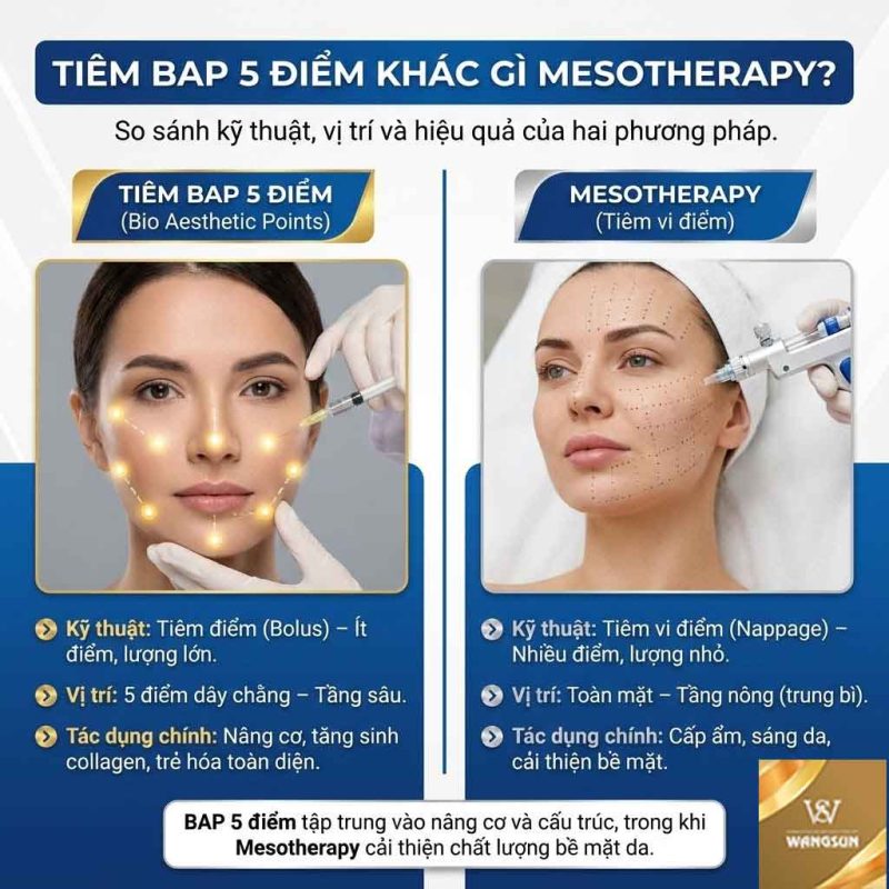 Tiêm BAP 5 điểm khác gì với mesotherapy