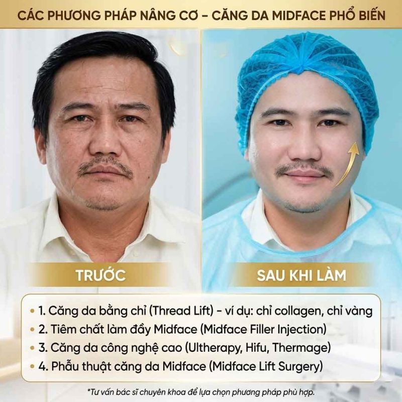 Các phương pháp nâng cơ – căng da midface phổ biến hiện nay
