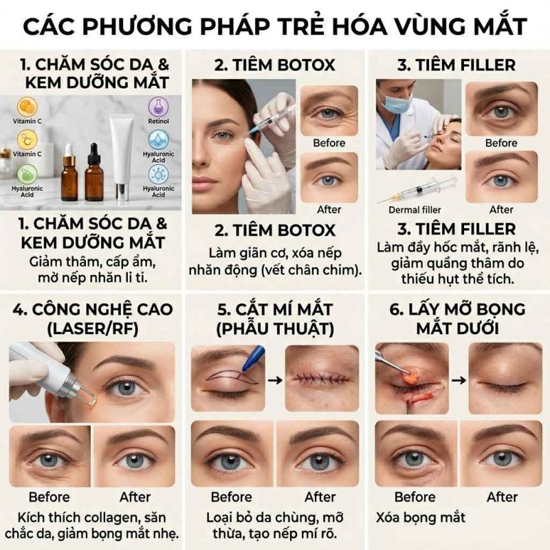 Các phương pháp trẻ hóa vùng mắt