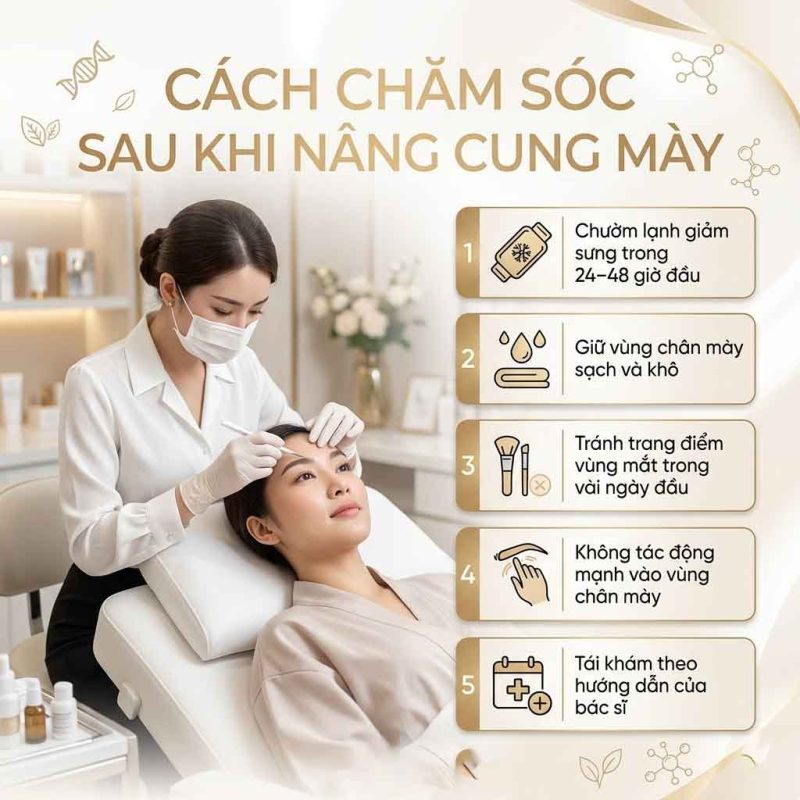 Cách chăm sóc đúng cách sau khi nâng cung chân mày