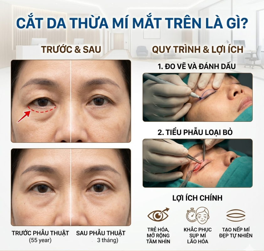 Cắt da thừa mí mắt trên là gì