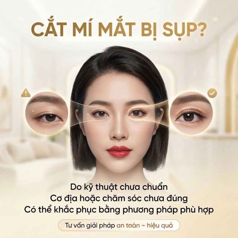 Cắt mí dưới có hết nhăn không Cắt mí mắt bị sụp