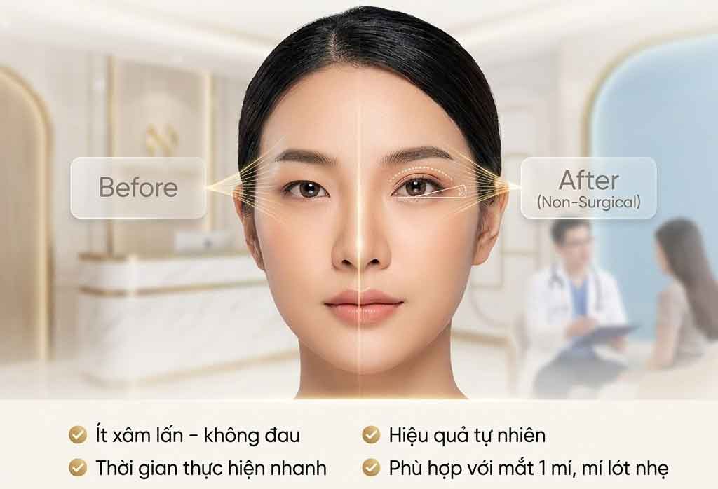 Nâng Mí Mắt Không Cần Phẫu Thuật: Giải Pháp Làm Đẹp An Toàn, Ít Xâm Lấn Có nên nâng mí mắt không cần phẫu thuật