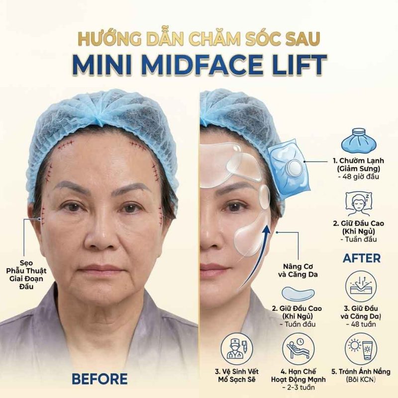 Chăm sóc sau căng da mặt midface