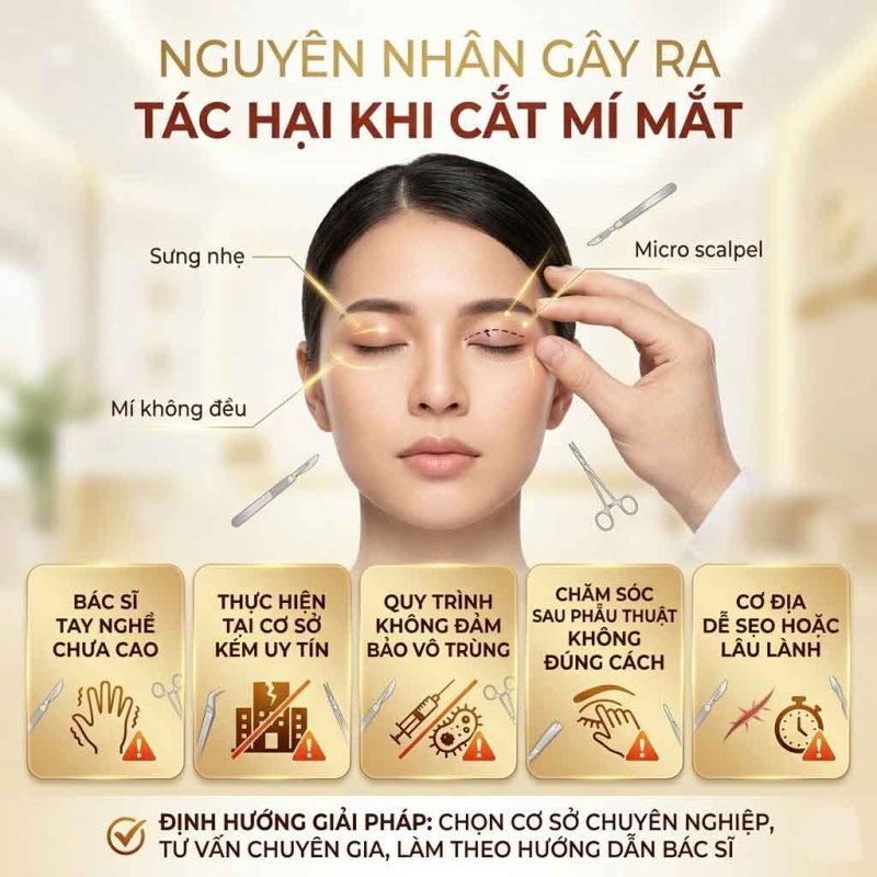 Tác Hại Của Cắt Mí Mắt Nguyên nhân gây ra tác hại cắt mí