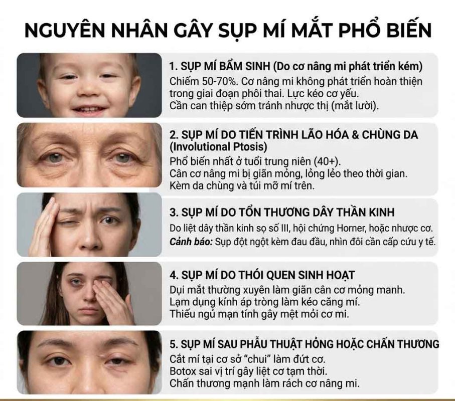 Nguyên nhân gây sụp mắt 
