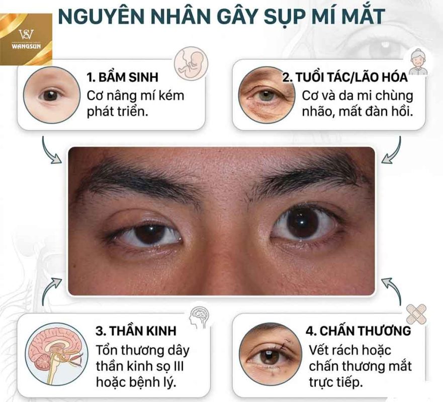Nguyên nhân gây sụp mí mắt