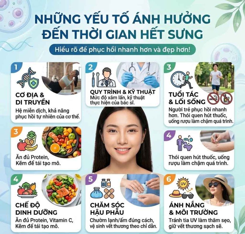 Những yếu tố ảnh hưởng đến thời gian hết sưng của nâng cung chân mày