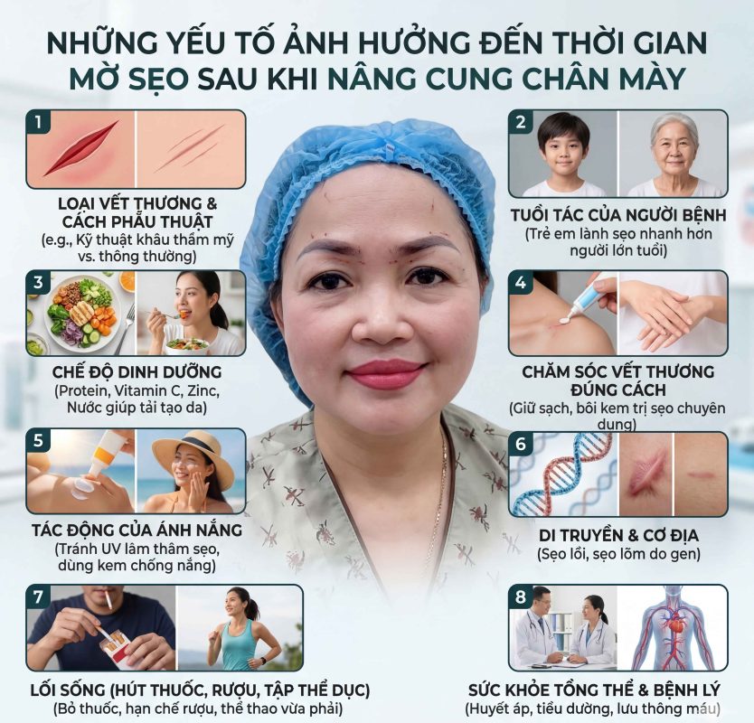 Những yếu tố ảnh hướng đến thời gian mờ sẹo sau khi nâng cung chân mày