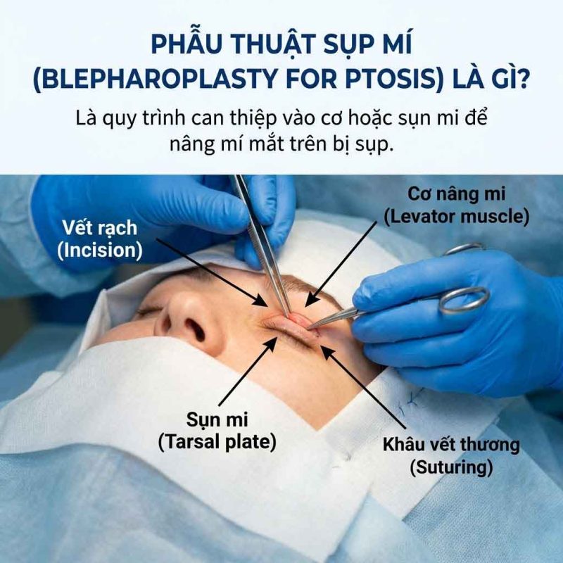 Phẫu thuật sụp mí là gì? Nguyên nhân & Các phương pháp phẫu thuật