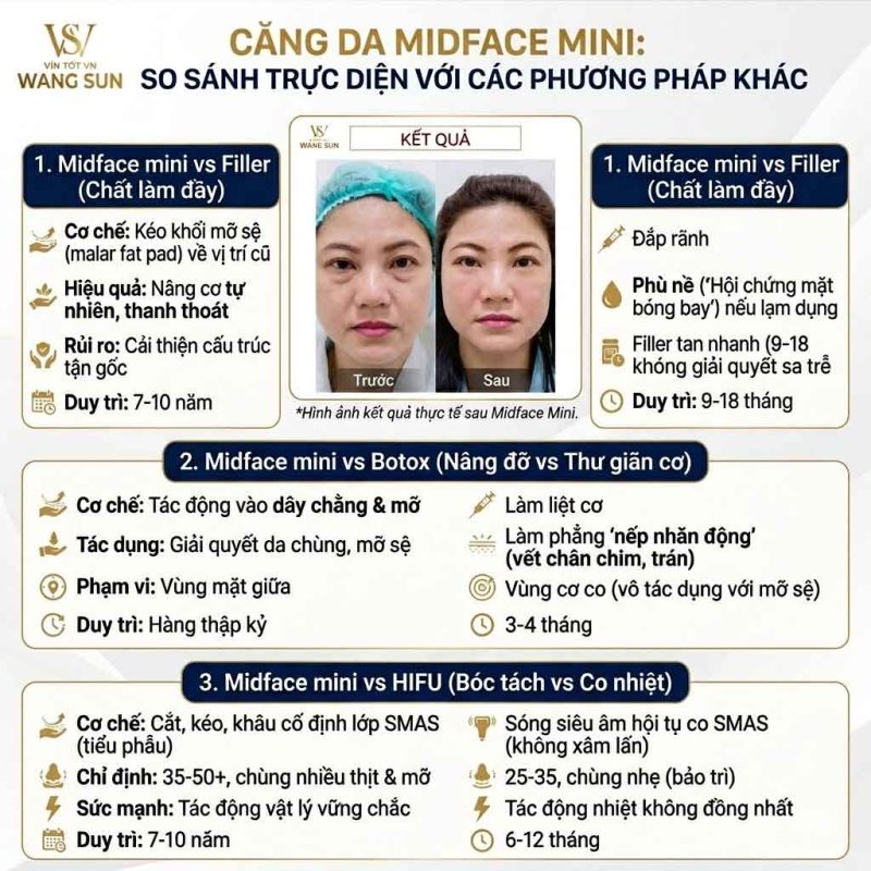 So sánh căng da midface với các phương pháp khác