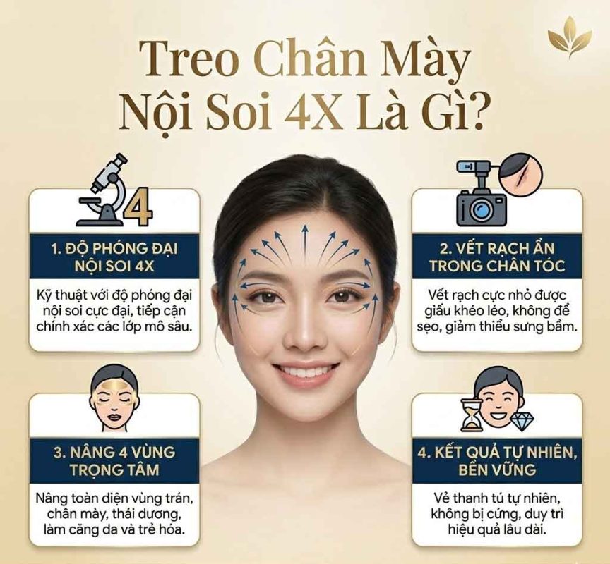 Treo chân mày nội soi 4x là gì