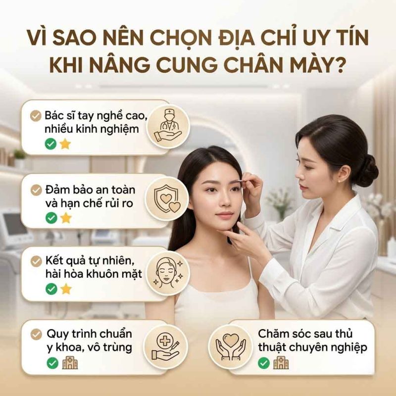 Nâng Cung Chân Mày Ở Đâu Đẹp? Tiêu Chí Chọn Địa Chỉ Uy Tín Vì sao nên chọn địa chỉ uy tín khi nâng cung chân mày
